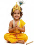 BookMyCostume Krishna Yellow Polka Dot Costume Dhoti Patka with Heavy Pearl Jewellery and Mukut Set - Janmashtami Dress Costume for Baby Kanha - Boys & Girls