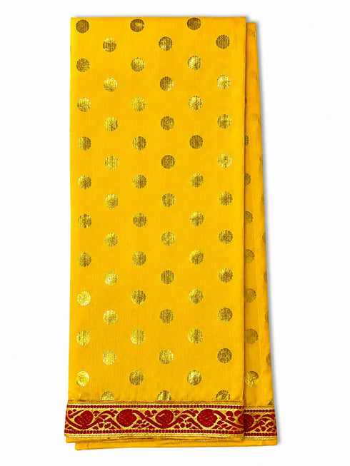 Krishna Yellow Polka Dot Costume Dhoti Patka with Heavy Pearl Jewellery and Mukut Set - Janmashtami Dress Costume for Baby Kanha - Boys & Girls