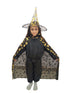 Golden and Black Witch Cape with Hat - Witch Costume for Girls with Printed witch Pumkin Design and Pumpkin Basket Combo | Halloween Costume for Girls