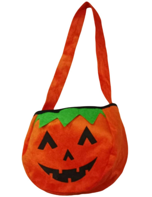 Halloween Accessories Combo - Pumpkin Trick & Treat Candy Basket Cloth with Dracula Teeth & Skeleton Scary Halloween Mask & Black Superhero Mask Halloween Costume Fancy Dress Pack of 4 Accessories