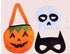 Halloween Accessories Combo - Pumpkin Trick & Treat Candy Basket Cloth with Dracula Teeth & Skeleton Scary Halloween Mask & Black Superhero Mask Halloween Costume Fancy Dress Pack of 4 Accessories