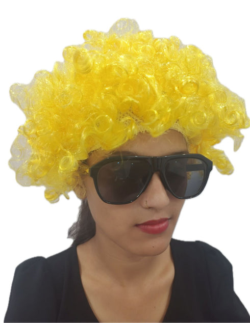 BookMyCostume Buy Yellow Curly Hair Wig Unisex Adult & Kids Fancy Dress Costume Accessory
