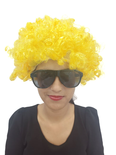 BookMyCostume Buy Yellow Curly Hair Wig Unisex Adult & Kids Fancy Dress Costume Accessory