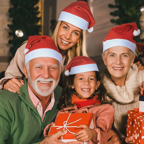 BookMyCostume Christmas Set of 2 Santa Caps Combo Adults Fancy Dress Accessory - Adults Size