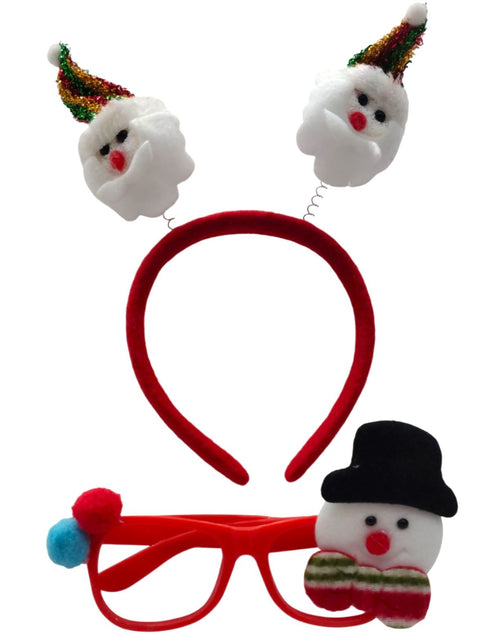 BookMyCostume Christmas Accessory Combo for Girls- Christmas Snowman Santa Eye Glasses and Christmas Bouncing Snowman Headband for Girls