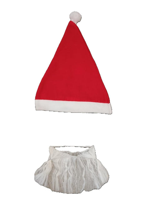 BookMyCostume Christmas Accessory Set Santa Cap and Beard for Adults Fancy Dress Accessory