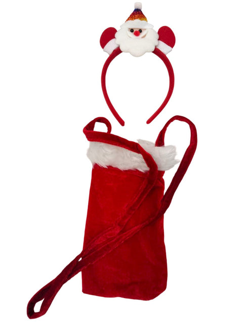 BookMyCostume Pack of 2 Christmas Accessory Set Santa Headband and Goodies Bag Combo For Girls | Kids