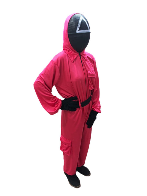 Survival Drama Korean TV Series Game Costume with Attached Hood, Assorted Plastic Mask & Belt - Halloween Cosplay Outfit for Adults | For Girls and Women