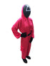 BookMyCostume Survival Drama Korean TV Series Game Costume with Attached Hood, Assorted Plastic Mask & Belt - Halloween Cosplay Outfit for Adults | For Girls and Women