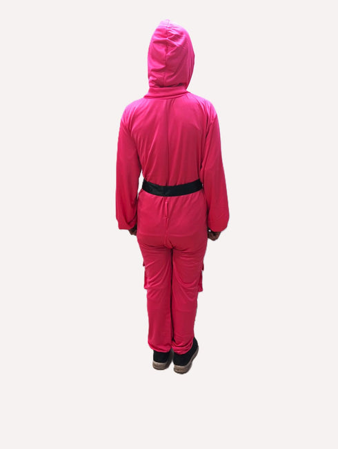 Survival Drama Korean TV Series Game Costume with Attached Hood, Assorted Plastic Mask & Belt - Halloween Cosplay Outfit for Adults | For Girls and Women