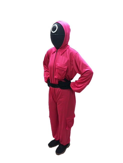 Survival Drama Korean TV Series Game Costume with Attached Hood, Assorted Plastic Mask & Belt - Halloween Cosplay Outfit for Adults | For Girls and Women