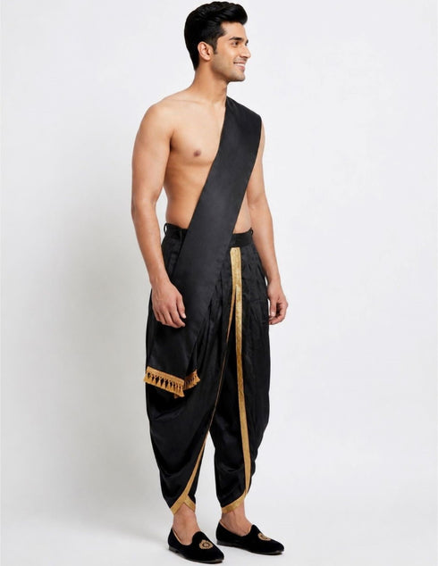 Black Dhoti with Patka Indian Folk Cultural Role Play Dress | Indian Traditional Costume for Boys