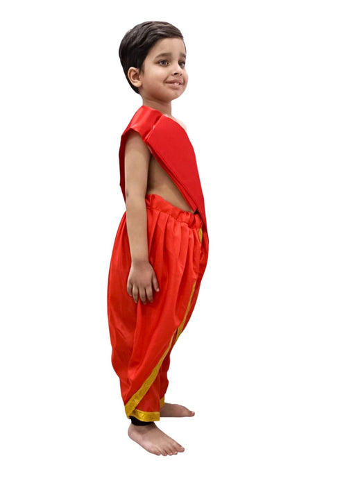 BookMyCostume Red Dhoti with Patka Indian Folk Cultural Role Play Dress | Indian Traditional Costume for Boys