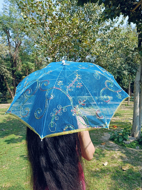 BookMyCostume Net Parasol Umbrella with Embroidery – Kids & Adults Costume Accessories for Photoshoots, Decorations & Special Occasions