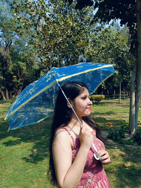 BookMyCostume Net Parasol Umbrella with Embroidery – Kids & Adults Costume Accessories for Photoshoots, Decorations & Special Occasions