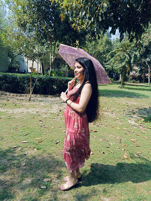 BookMyCostume Net Parasol Umbrella with Embroidery – Kids & Adults Costume Accessories for Photoshoots, Decorations & Special Occasions