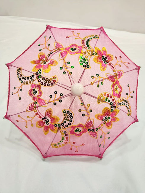 BookMyCostume Net Parasol Assorted Umbrella with Embroidery for Kids Costume Accessories for Photoshoots, Decorations & Special Occasions
