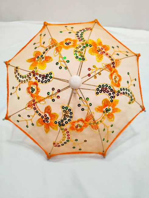 BookMyCostume Net Parasol Assorted Umbrella with Embroidery for Kids Costume Accessories for Photoshoots, Decorations & Special Occasions