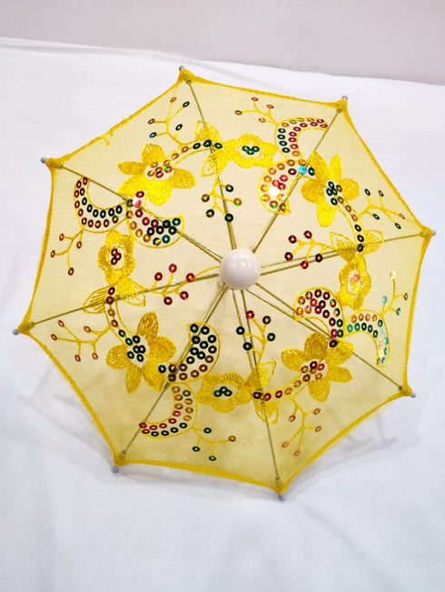 BookMyCostume Net Parasol Assorted Umbrella with Embroidery for Kids Costume Accessories for Photoshoots, Decorations & Special Occasions