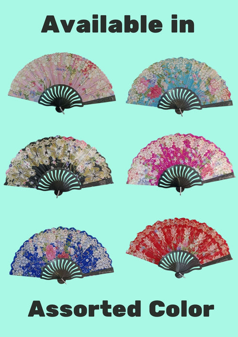 BookMyCostume Assorted Plastic Japanese Dance Fan – Elegant Fancy Dress Costume Accessories for Kids & Adults| Perfect for Group Annual Day Dances