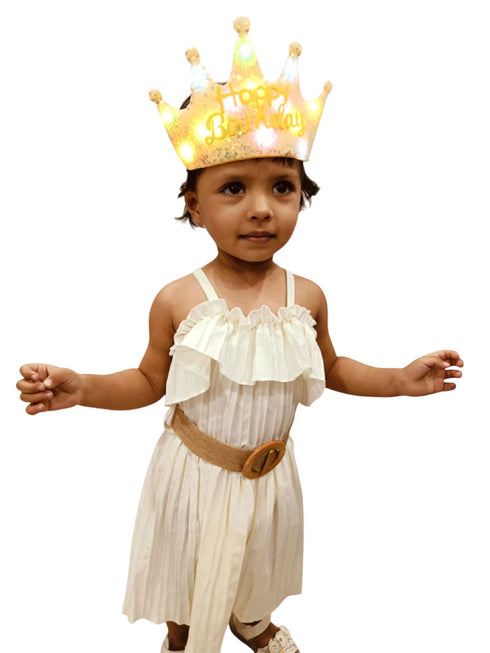 BookMyCostume Assorted Glowing LED Happy Birthday Headband Crown Accessories for Girls – 3 Modes Changing Lights, Sparkly Birthday Crown with Adjustable Size for Party and Celebration