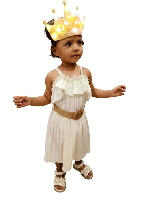 BookMyCostume Assorted Glowing LED Happy Birthday Headband Crown Accessories for Girls – 3 Modes Changing Lights, Sparkly Birthday Crown with Adjustable Size for Party and Celebration