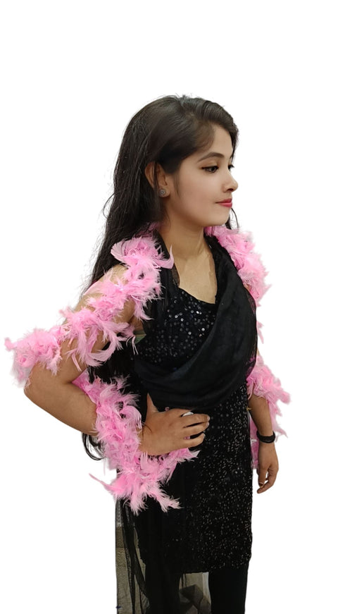 BookMyCostume Fluffy Feather Boa Stole | Soft Feathers Scarf Evening Dress Accessory for Girls | Perfect for Dance Accessory, Costume Parties & Stylish Feather Dress Look