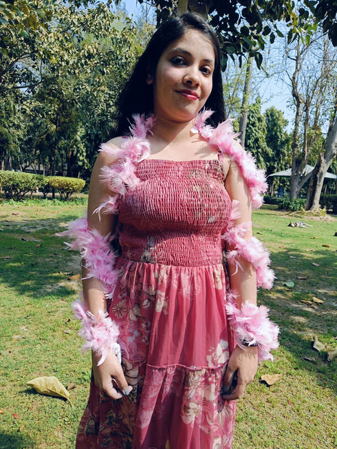 BookMyCostume Fluffy Feather Boa Stole | Soft Feathers Scarf Evening Dress Accessory for Girls | Perfect for Dance Accessory, Costume Parties & Stylish Feather Dress Look