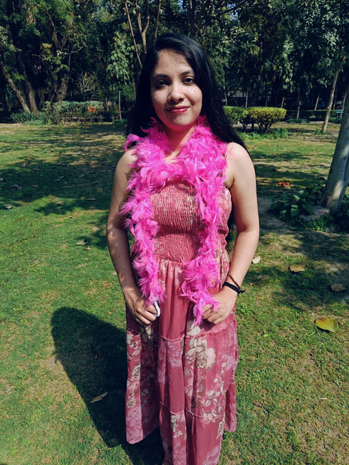 BookMyCostume Fluffy Feather Boa Stole | Soft Feathers Scarf Evening Dress Accessory for Girls | Perfect for Dance Accessory, Costume Parties & Stylish Feather Dress Look