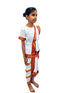 Red & White Bharatanatyam Saree Indian Classical Dance Costume for Girls | Kids & Adult Fancy Dress Costume