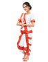 Red & White Bharatanatyam Saree Indian Classical Dance Costume for Girls | Kids & Adult Fancy Dress Costume
