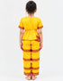 Yellow & Red Bharatanatyam Saree Indian Classical Dance Costume for Girls | Kids & Adult Fancy Dress Costume