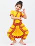 Yellow & Red Bharatanatyam Saree Indian Classical Dance Costume for Girls | Kids & Adult Fancy Dress Costume