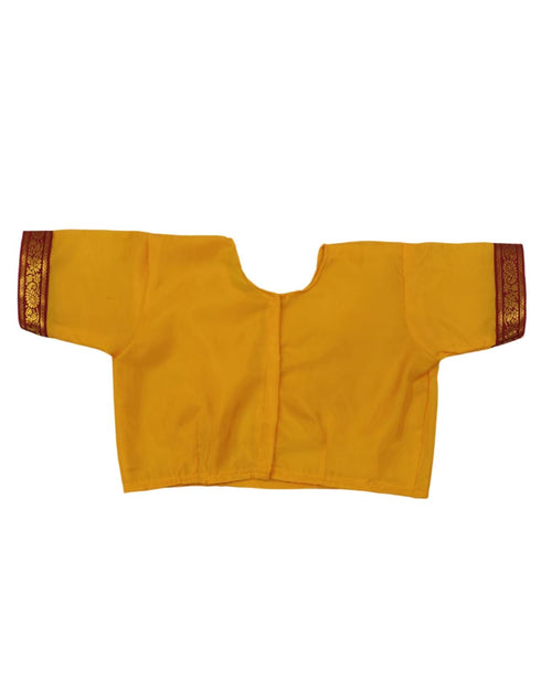 BookMyCostume Yellow & Red Bharatanatyam Saree Indian Classical Dance Costume for Girls | Kids & Adult Fancy Dress Costume