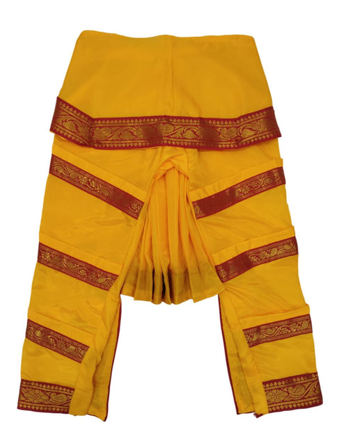 BookMyCostume Yellow & Red Bharatanatyam Saree Indian Classical Dance Costume for Girls | Kids & Adult Fancy Dress Costume