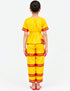 Yellow & Red Bharatanatyam Saree Indian Classical Dance Costume for Girls | Kids & Adult Fancy Dress Costume