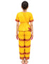 Yellow & Red Bharatanatyam Saree Indian Classical Dance Costume for Girls | Kids & Adult Fancy Dress Costume