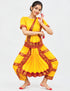 Yellow & Red Bharatanatyam Saree Indian Classical Dance Costume for Girls | Kids & Adult Fancy Dress Costume