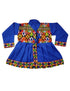 Blue Gujarati Kedia with Dhoti & Turban Cap With A Pair of Dandiya Sticks – Traditional Outfit with State Artwork & Gota Work for Navratri & Festivals | Gujarat Fancy Dress Costume For Kids & Adults