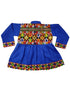 Blue Gujarati Kedia with Dhoti & Turban Cap With A Pair of Dandiya Sticks – Traditional Outfit with State Artwork & Gota Work for Navratri & Festivals | Gujarat Fancy Dress Costume For Kids & Adults