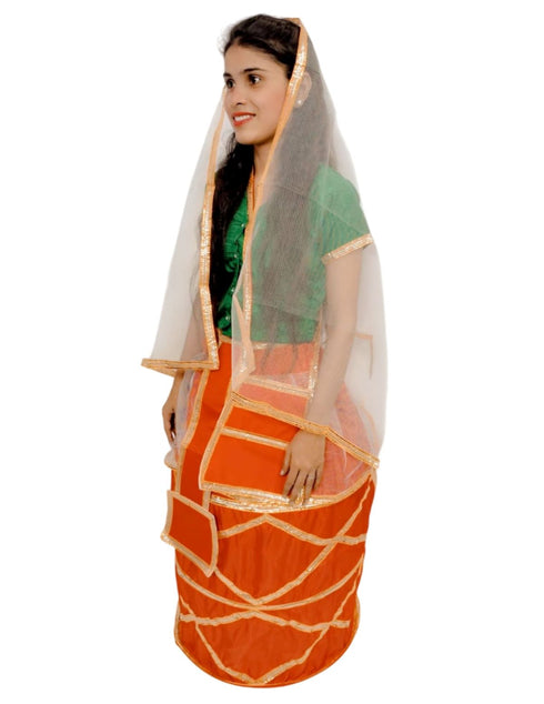 BookMyCostume Manipuri Traditional Dress for Girls | Manipuri Dress for Kids Girls | North East Indian Dance & Fancy Dress Costume | Cultural Outfit for Theme Parties, School Functions & Competitions