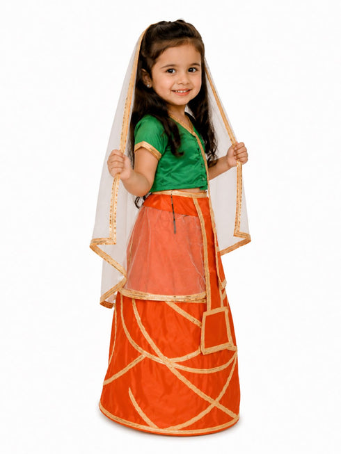 Manipuri Traditional Dress for Girls | Manipuri Dress for Kids Girls | North East Indian Dance & Fancy Dress Costume | Cultural Outfit for Theme Parties, School Functions & Competitions