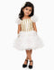 White & Golden Sequin Western Dance Costume for Girls | Stylish Top with Frill Sleeves & White Fluffy Skirt | Party Wear & Western Dance Costume for Kids