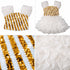 White & Golden Sequin Western Dance Costume for Girls | Stylish Top with Frill Sleeves & White Fluffy Skirt | Party Wear & Western Dance Costume for Kids
