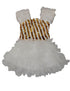 BookMyCostume White & Golden Sequin Western Dance Costume for Girls | Stylish Top with Frill Sleeves & White Fluffy Skirt | Party Wear & Western Dance Costume for Kids