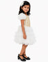 White & Golden Sequin Western Dance Costume for Girls | Stylish Top with Frill Sleeves & White Fluffy Skirt | Party Wear & Western Dance Costume for Kids