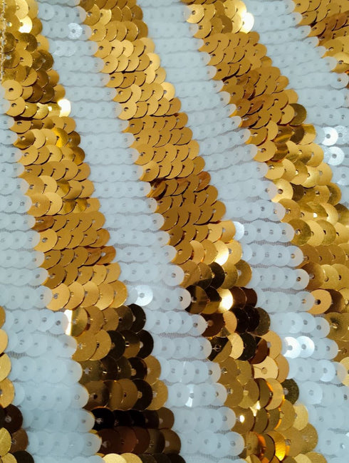 BookMyCostume White & Golden Sequin Western Dance Costume for Girls | Stylish Top with Frill Sleeves & White Fluffy Skirt | Party Wear & Western Dance Costume for Kids