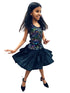 BookMyCostume Black Multicolor Sequin Western Dance Costume for Girls | Sleeveless Elasticated Straps & Back Top with Wide Flared Skirt Set | Fancy Dress Costume for Kids