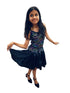 BookMyCostume Black Multicolor Sequin Western Dance Costume for Girls | Sleeveless Elasticated Straps & Back Top with Wide Flared Skirt Set | Fancy Dress Costume for Kids
