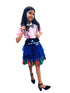 BookMyCostume Girls Skirt and Shirt Set | Collared Top with Bow & Denim Net Flared Skirt | Formal & Casual Wear for Kids | Multicolor Striped Dress Set